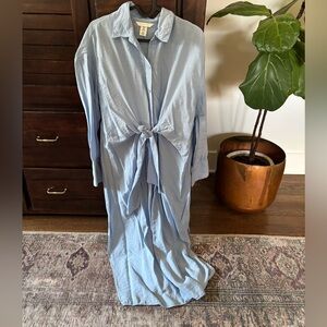 H&M Light Blue Maxi Dress Shirt-Tie Front